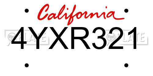 4YXR321 California License Plate