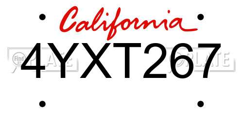 4YXT267 California License Plate