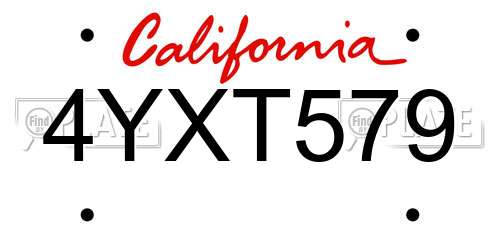 4YXT579 California License Plate