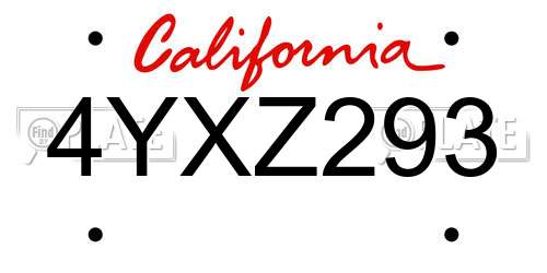 4YXZ293 California License Plate