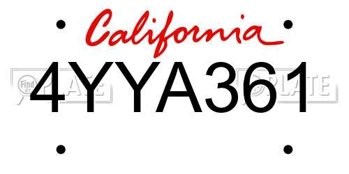 4YYA361 California License Plate
