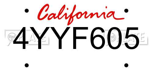 4YYF605 California License Plate