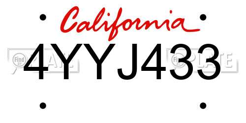 4YYJ433 California License Plate
