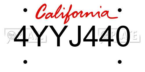 4YYJ440 California License Plate