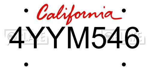 4YYM546 California License Plate