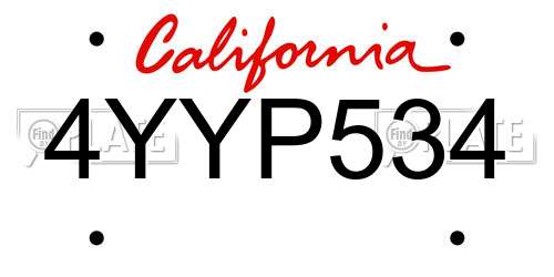 4YYP534 California License Plate