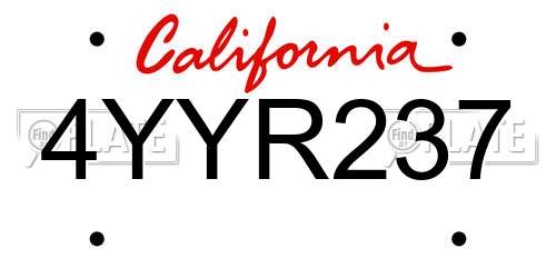 4YYR237 California License Plate