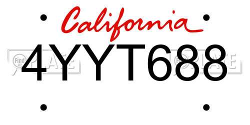 4YYT688 California License Plate
