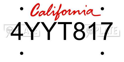 4YYT817 California License Plate