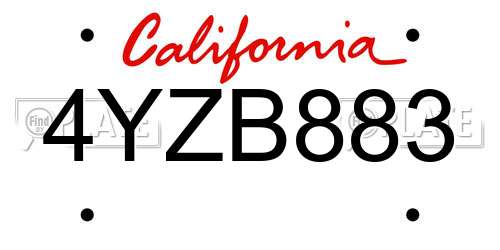 4YZB883 California License Plate