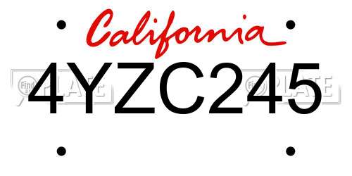 4YZC245 California License Plate