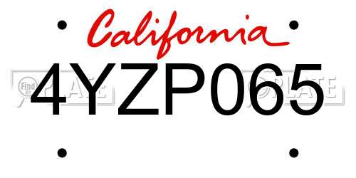 4YZP065 California License Plate