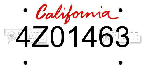 4Z01463 California License Plate
