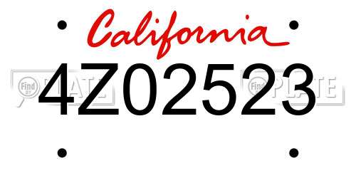 4Z02523 California License Plate