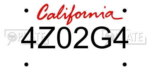 4Z02G4 California License Plate