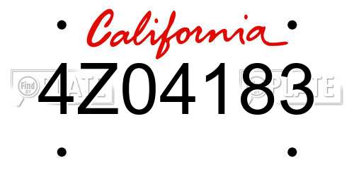 4Z04183 California License Plate
