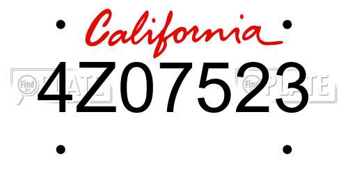 4Z07523 California License Plate