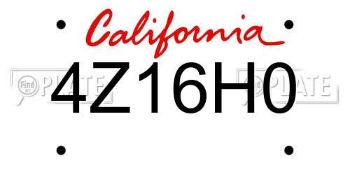 4Z16H0 California License Plate