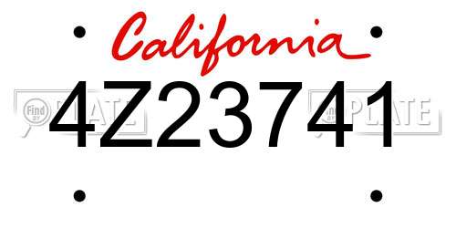 4Z23741 California License Plate