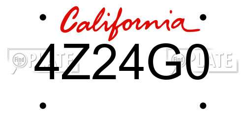 4Z24G0 California License Plate