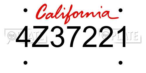 4Z37221 California License Plate