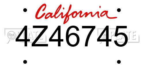 4Z46745 California License Plate