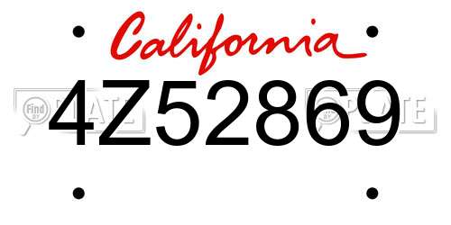 4Z52869 California License Plate