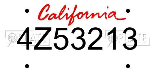 4Z53213 California License Plate