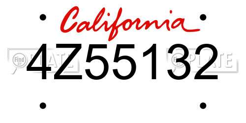 4Z55132 California License Plate