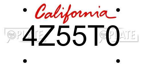 4Z55T0 California License Plate