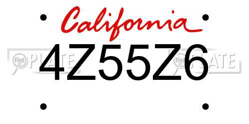4Z55Z6 California License Plate