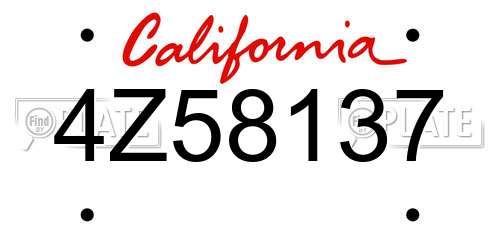 4Z58137 California License Plate