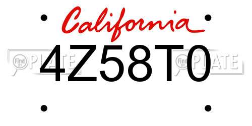 4Z58T0 California License Plate