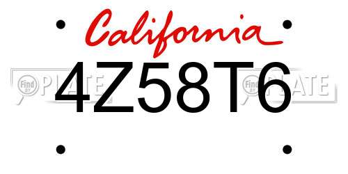 4Z58T6 California License Plate