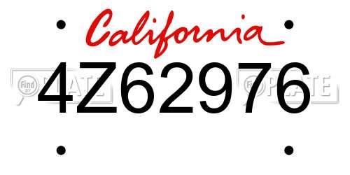 4Z62976 California License Plate