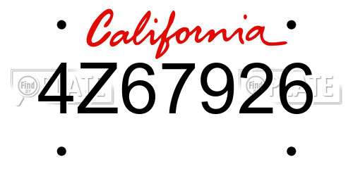 4Z67926 California License Plate