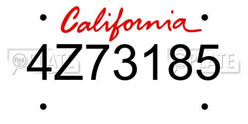 4Z73185 California License Plate