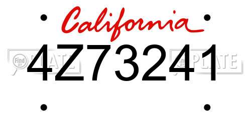 4Z73241 California License Plate
