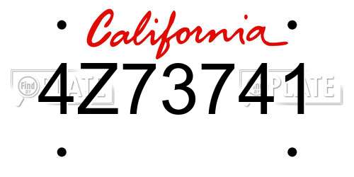4Z73741 California License Plate