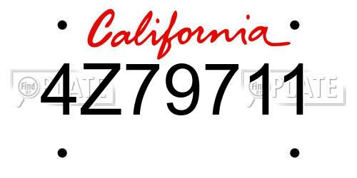4Z79711 California License Plate