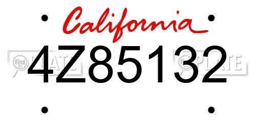 4Z85132 California License Plate