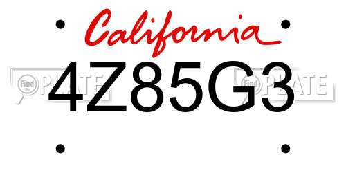 4Z85G3 California License Plate