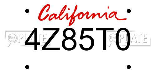 4Z85T0 California License Plate