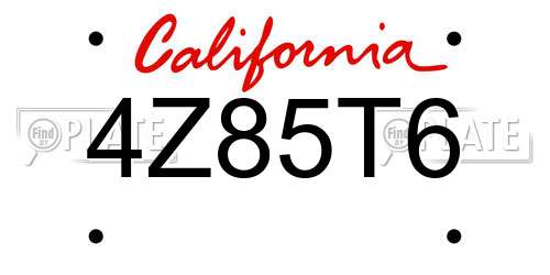 4Z85T6 California License Plate