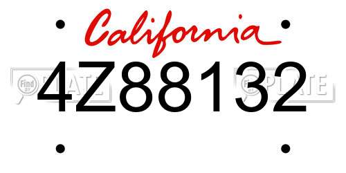 4Z88132 California License Plate