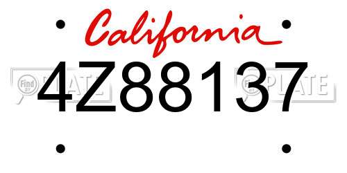 4Z88137 California License Plate