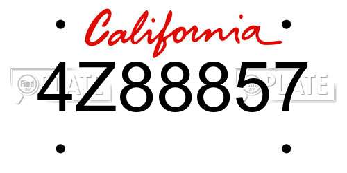 4Z88857 California License Plate