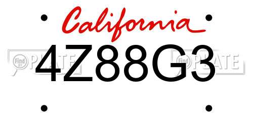 4Z88G3 California License Plate
