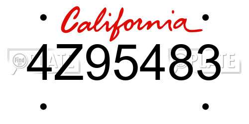 4Z95483 California License Plate