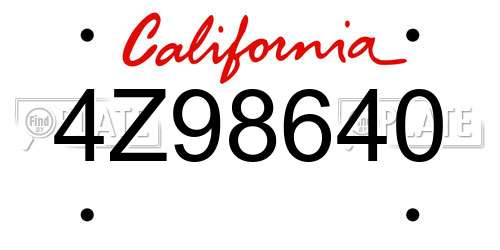 4Z98640 California License Plate